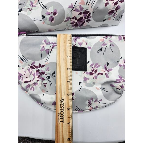 Anna Sui for PB Teen Flower Dot Collection Tote and Pouch NWT Gray Purple Floral - Picture 6 of 13